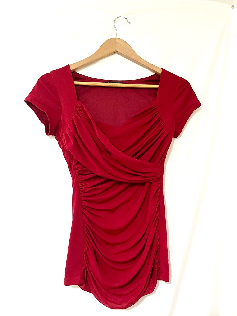 Patty Boutik Draped Blouse Red Women’s Small Affordable Boutique Clothing